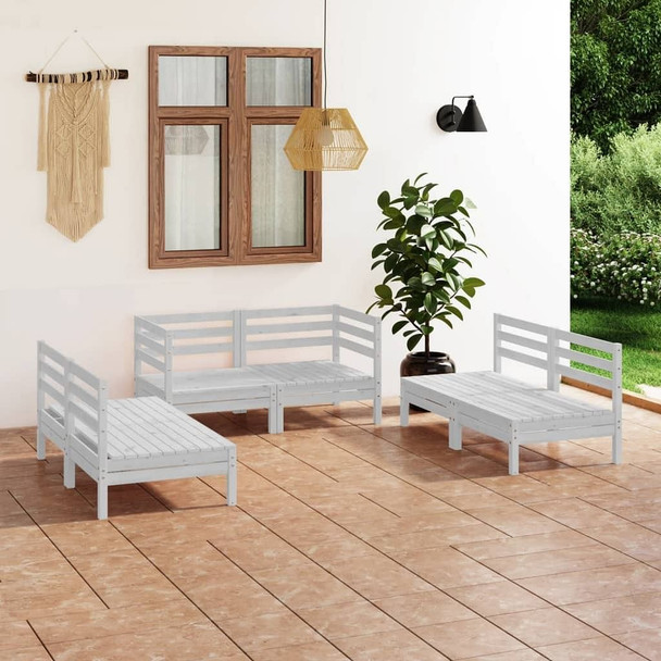 vidaXL 6 Piece Patio Lounge Set White Solid Pinewood A949-3082553