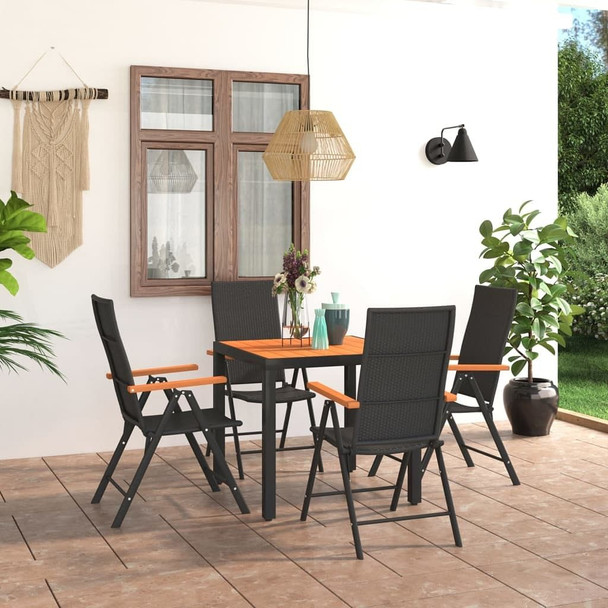 vidaXL 5 Piece Patio Dining Set Black and Brown A949-3060077