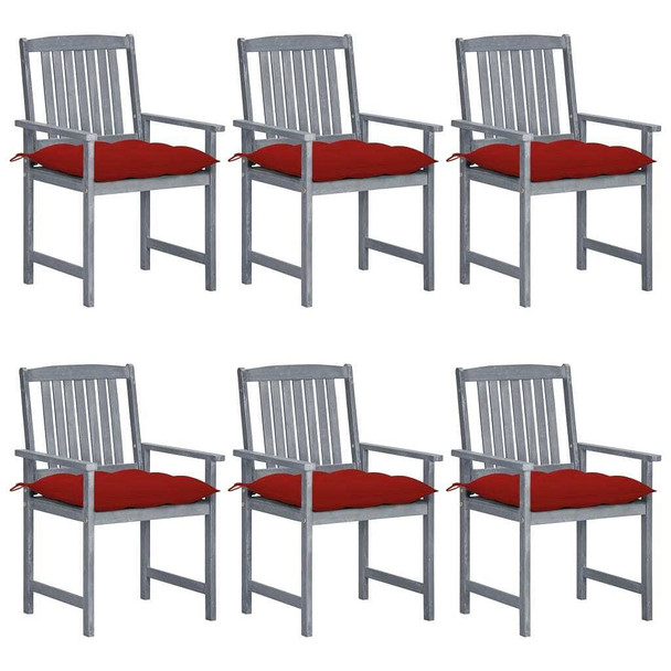 vidaXL Patio Chairs with Cushions 6 pcs Solid Acacia Wood Gray A949-3078243