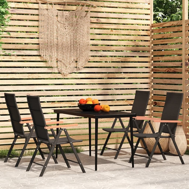 vidaXL 5 Piece Patio Dining Set Black A949-3099121