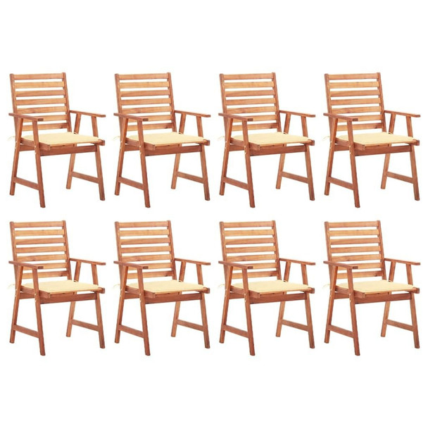 vidaXL Patio Dining Chairs 8 pcs with Cushions Solid Acacia Wood A949-3078376