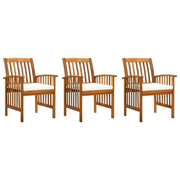 vidaXL Patio Dining Chairs 3 pcs with Cushions Solid Acacia Wood A949-312129