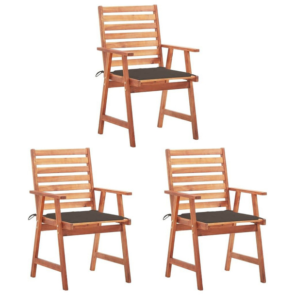 vidaXL Patio Dining Chairs 3 pcs with Cushions Solid Acacia Wood A949-3064355