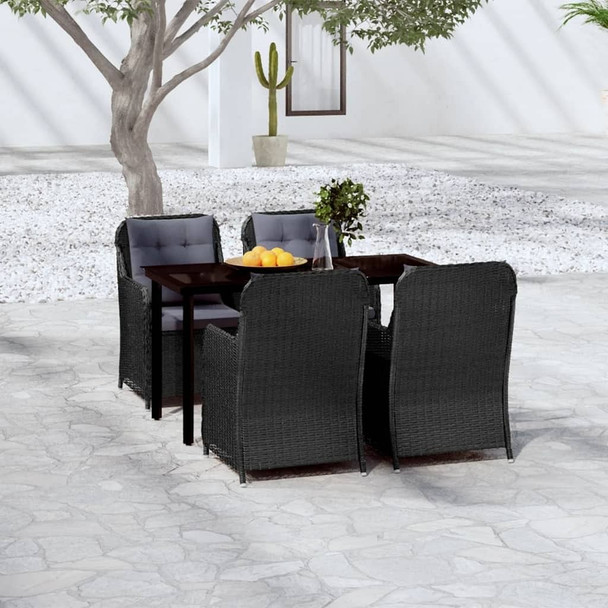 vidaXL 5 Piece Patio Dining Set Black A949-3099561