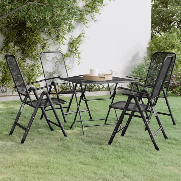 vidaXL 5 Piece Patio Dining Set Expanded Metal Mesh Anthracite A949-3084722