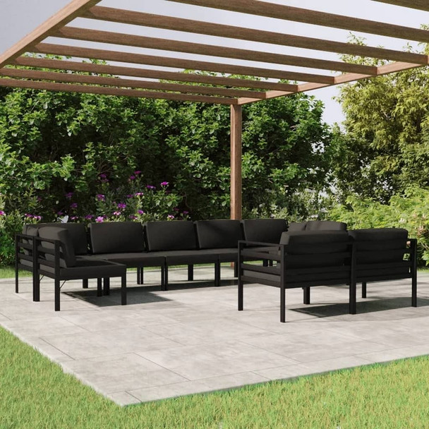 vidaXL 9 Piece Patio Lounge Set with Cushions Aluminum Anthracite A949-3107818