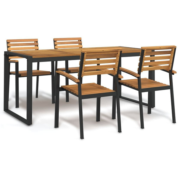 vidaXL 5 Piece Patio Dining Set Solid Wood Acacia and Metal A949-3155410