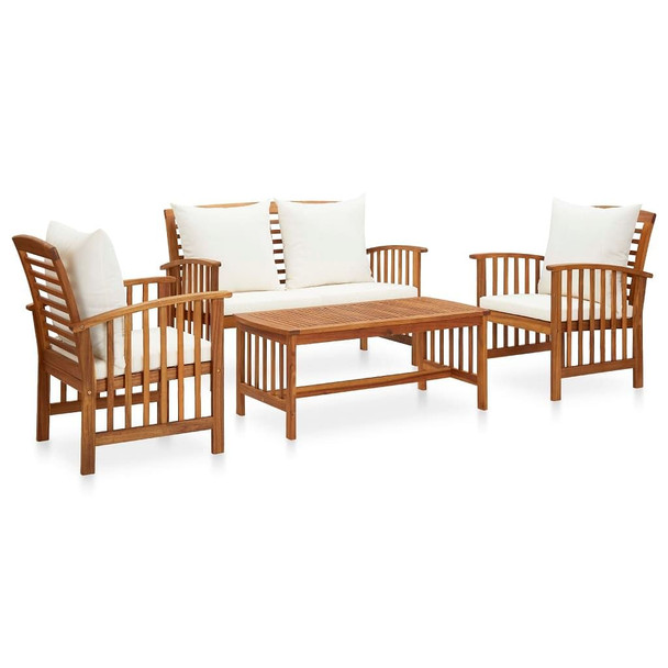 vidaXL 4 Piece Patio Lounge Set with Cushions Solid Acacia Wood A949-3057975