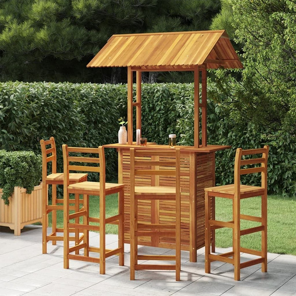 vidaXL 5 Piece Patio Bar Set Solid Wood Acacia A949-3116005