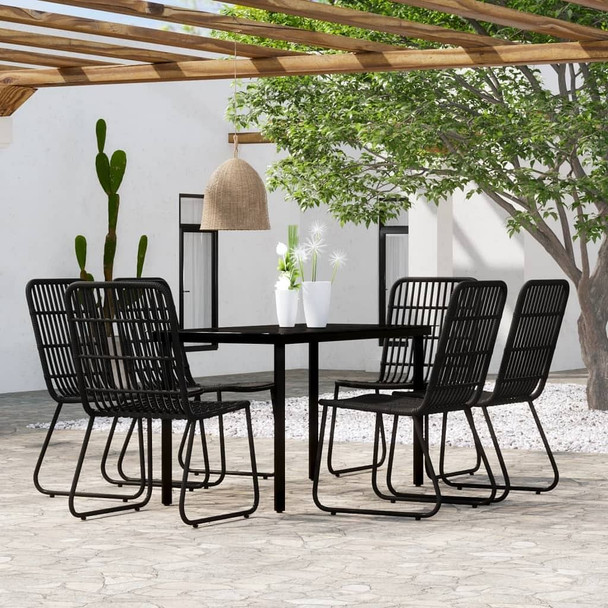 vidaXL 7 Piece Patio Dining Set Black A949-3099170