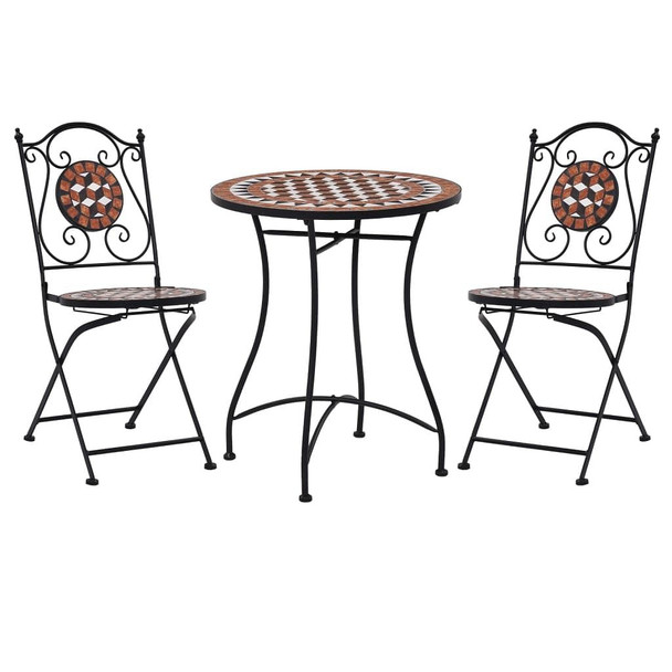 vidaXL 3 Piece Mosaic Bistro Set Ceramic Tile Terracotta A949-279689