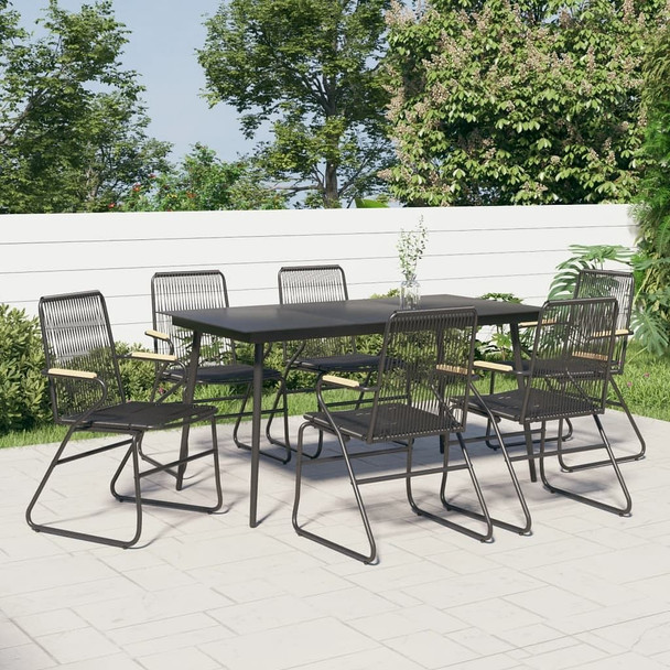 vidaXL 7 Piece Patio Dining Set Black PVC Rattan A949-3060270