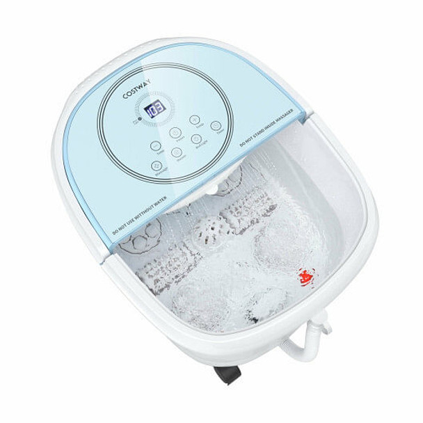 Foot Spa Bath Massager with 3-Angle Shower and Motorized Rollers-Blue - Color: Blue