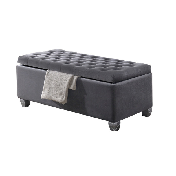 ACME Rebekah Bench w/Storage in Gray Fabric 96546