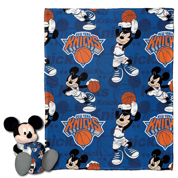 Knicks OFFICIAL NBA & Disney's Mickey Mouse Character Hugger Pillow & Silk Touch Throw Set; 40" x 5