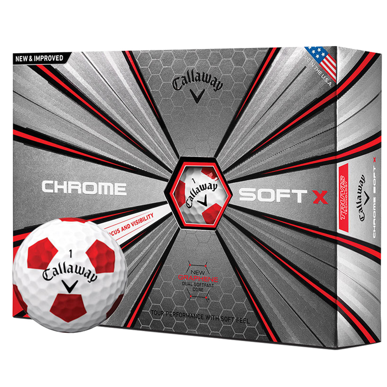 【2ダース】キャロウェイ CHROME SOFT X TRUVIS Callaway Chrome Soft X Truvis Red | The Golf Ball Company
