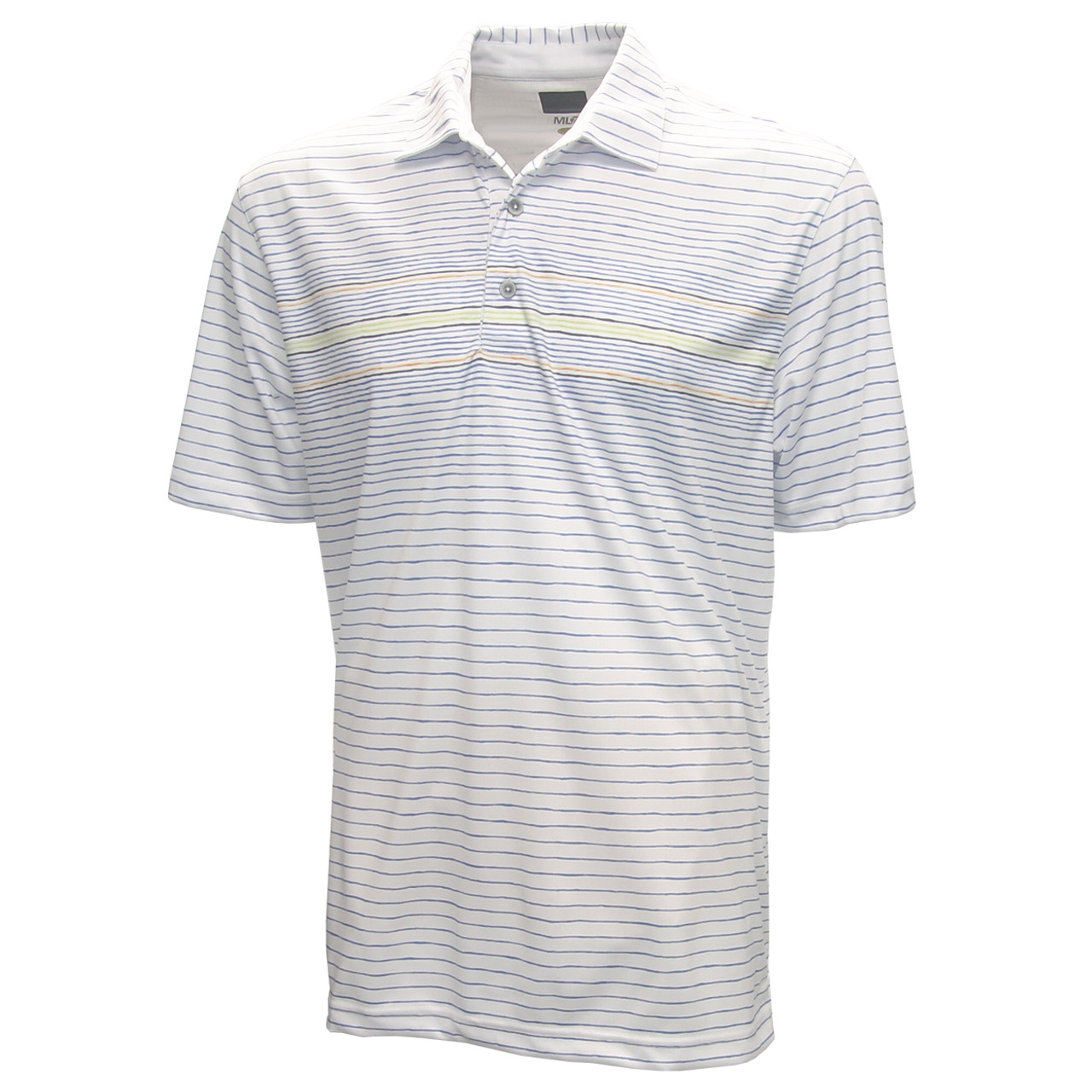 Greg Norman ML75 Wave Print Striped Polo Golf Shirt - GolfEtail.com