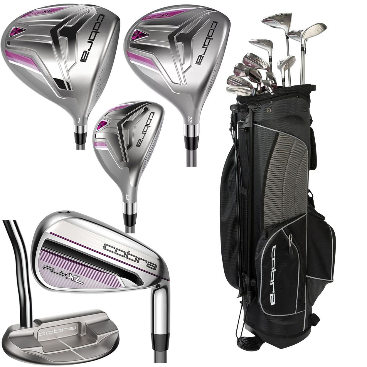 Cobra Golf Women's Pink FLY-XL Complete 13 Piece Set with Stand