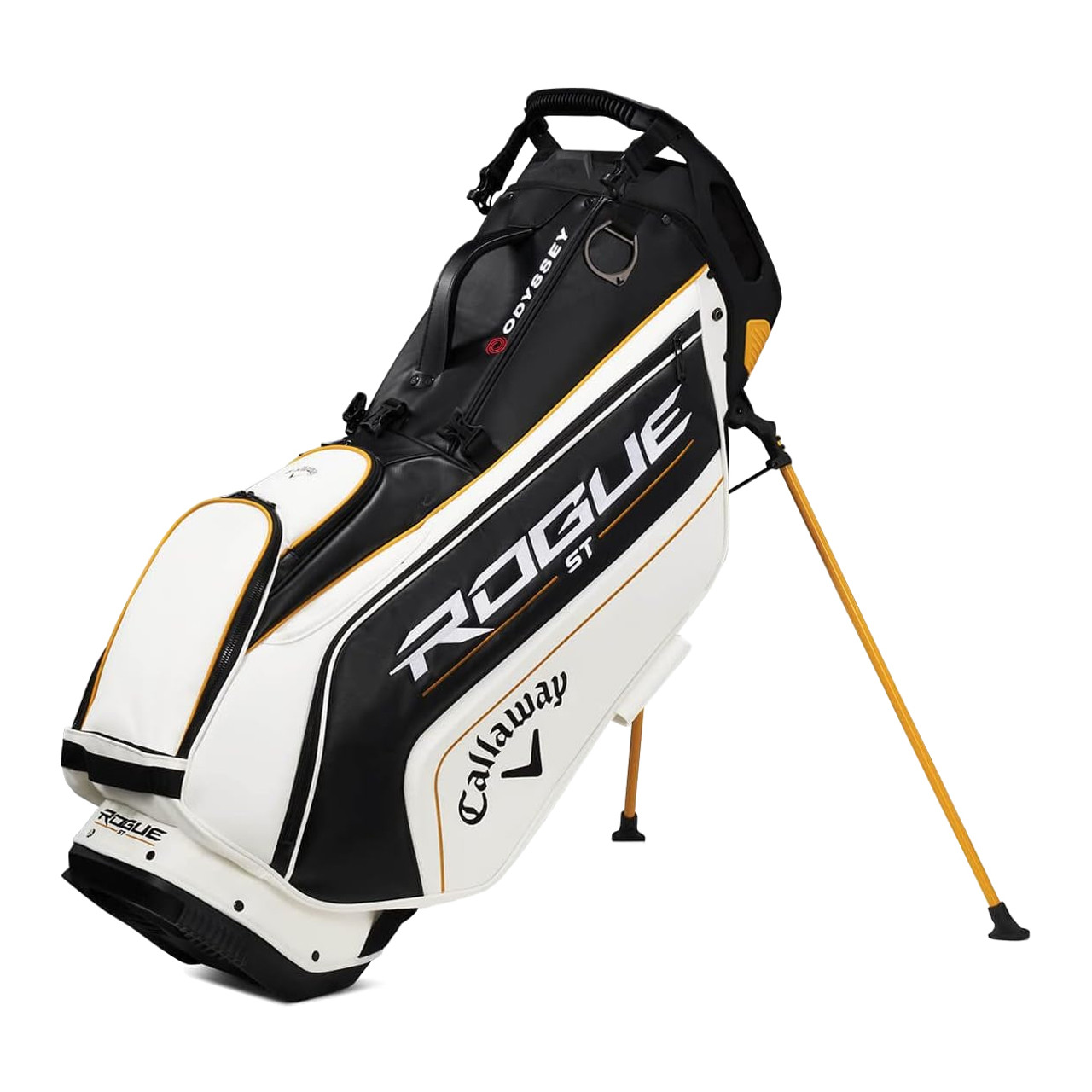 Callaway Rogue ST キャディバッグ 白/黒/黄色 Callaway Rogue ST Athlete Synthetic Leather Black and White