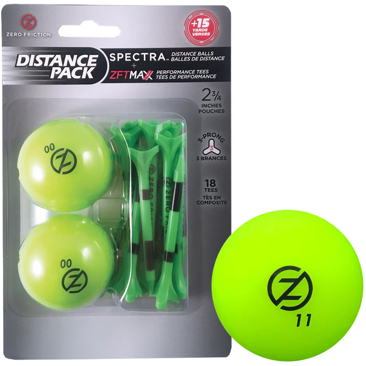 Zero Friction Golf Spectra Distance 2-Ball Tee Pack | Long