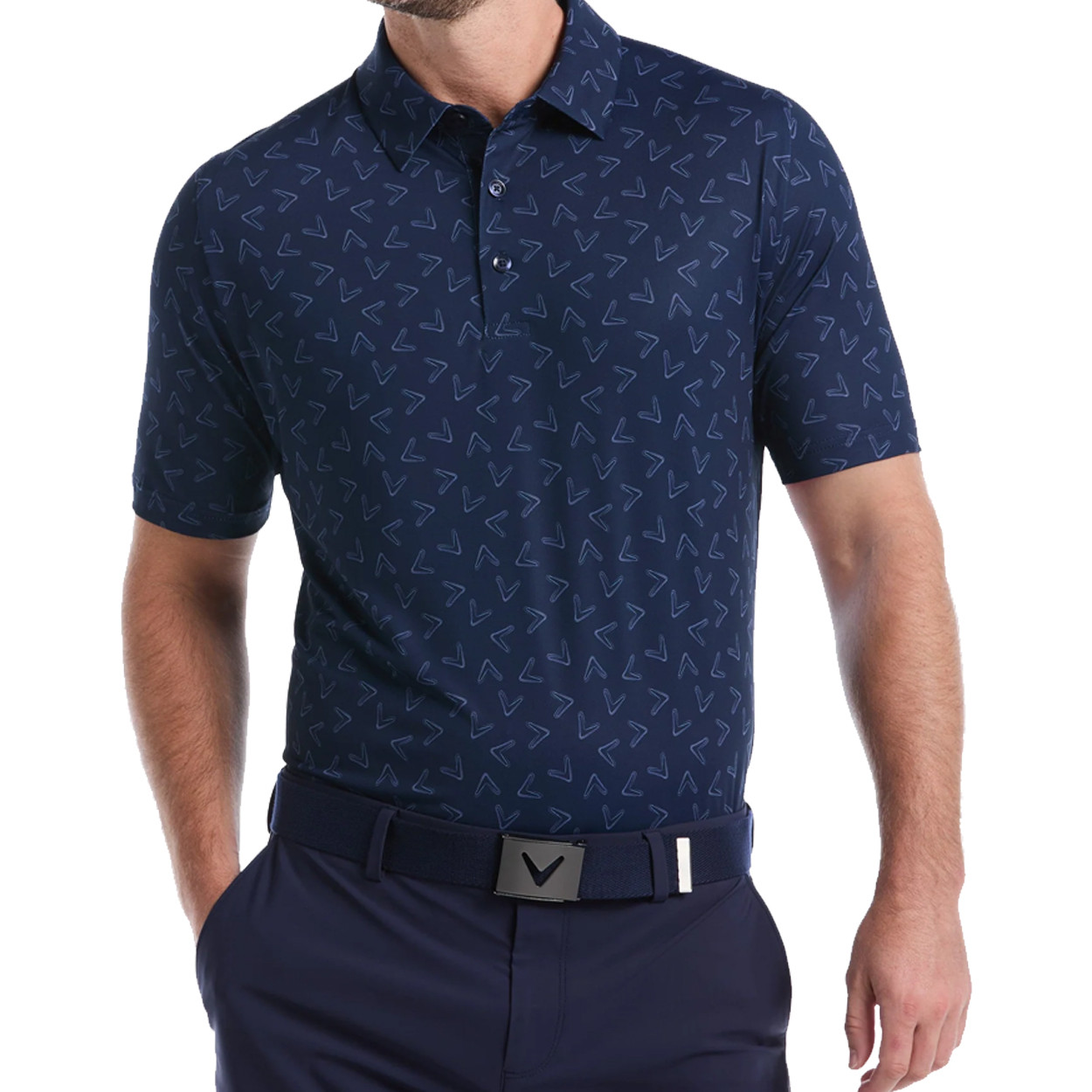 Callaway Men's All-Over Chevron Printed Short Sleeve Golf Polo