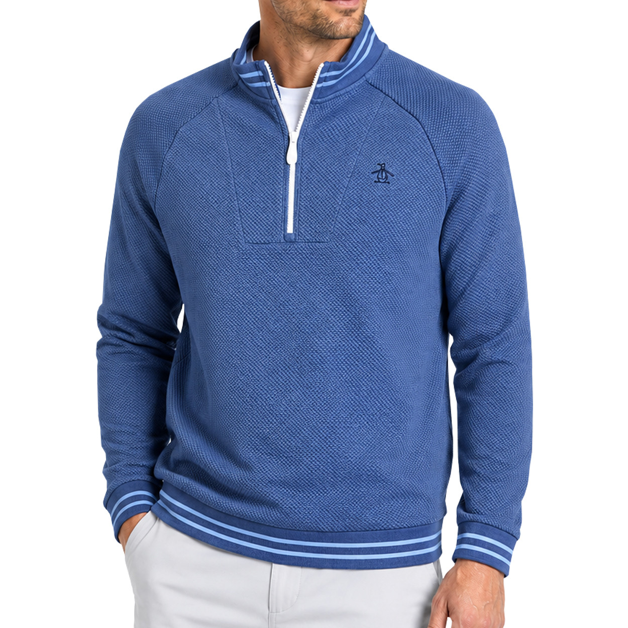 Original Penguin Men's Waffle Textured 1/4 Zip Golf Pullover