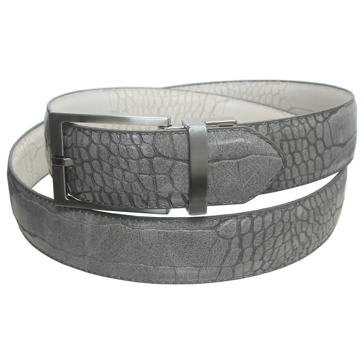 Greg Norman Crocodile Print Reversible Leather Belt - Tan / Black