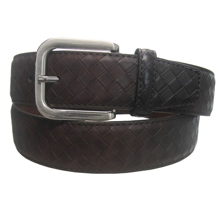 TS Leather Men's Checkered Genuine Leather Golf Belt - GolfEtail.com