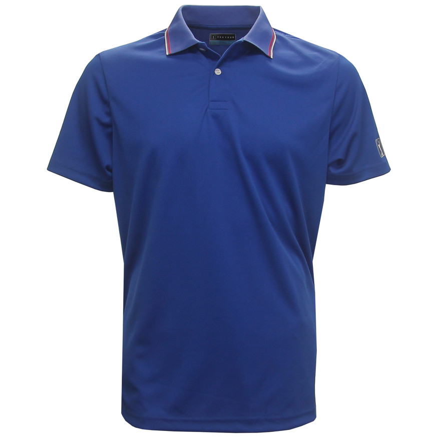 PGA Tour Stripe Collar Textured Solid Polo Shirt