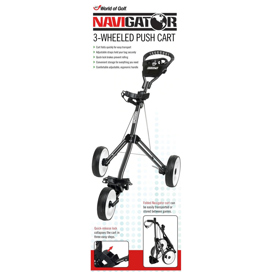 JEF World of Golf Navigator 3-Wheel Foldable Push Cart JEF World of Golf Navigator 3-Wheel Foldable Push Cart