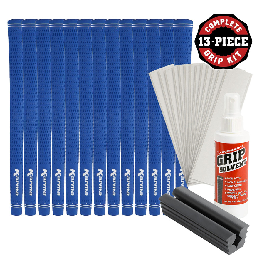 Karma Velour Blue Golf Club Grip Kit (13 Grips, Solvent & Double