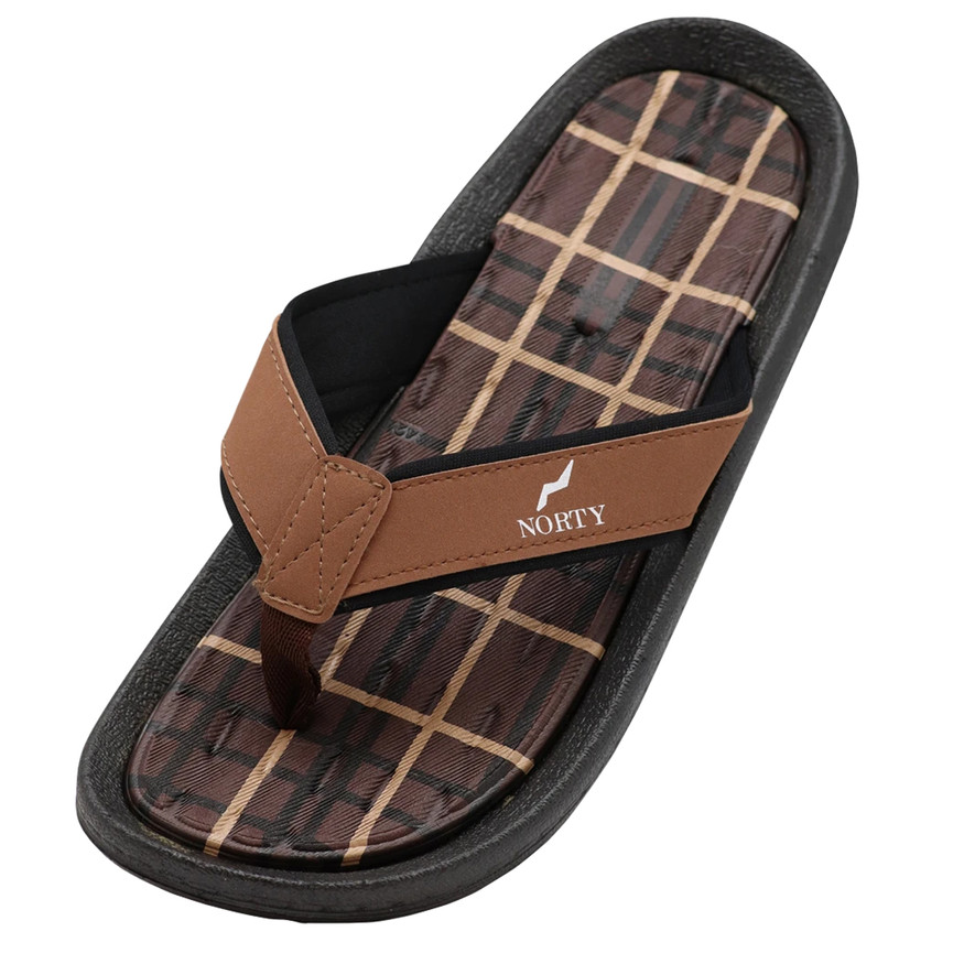 Norty Men's Plaid Flip-Flop Thong Sandal