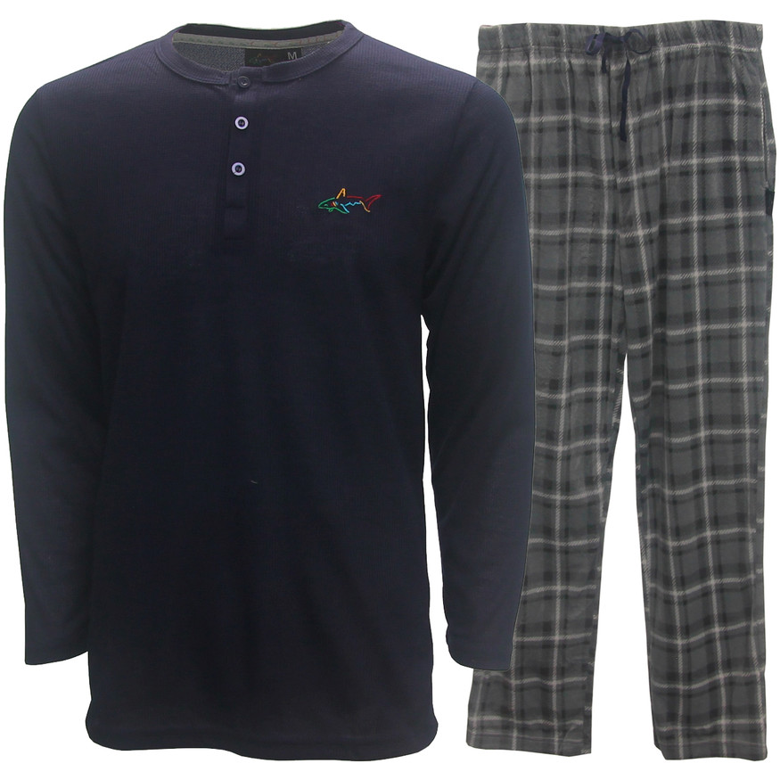 Greg Norman Mens 2-Piece Thermal Top & Fleece Pant Pajama Set