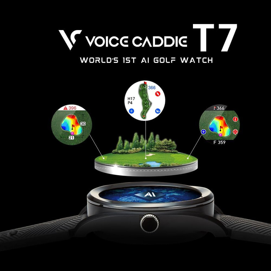 Voice Caddie T7 Golf GPS Watch with Green Undulation and V.AI