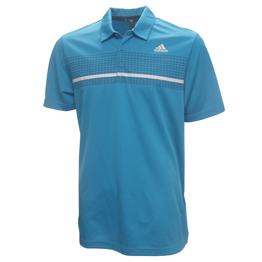 Adidas Primegreen Chest Check Print Polo Golf Shirt