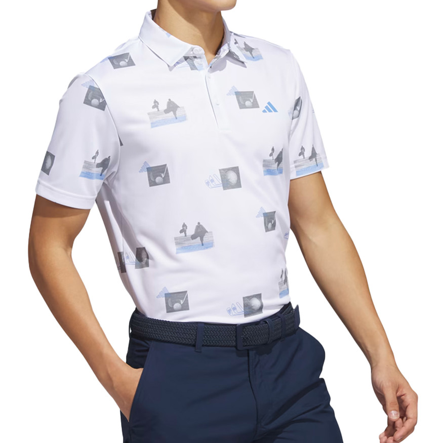 Tシャツ・カットソー adidas Allover Print Short Sleeve Polo Shirt JE7142 Adidas Golf Men's Allover-Print Polo Shirt - GolfEtail.com