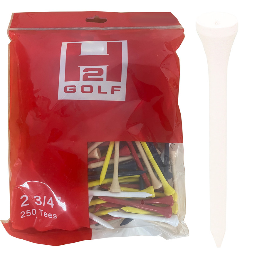H2 2 3/4" Performance Wooden Golf Tees (250 count) - Mixed Color