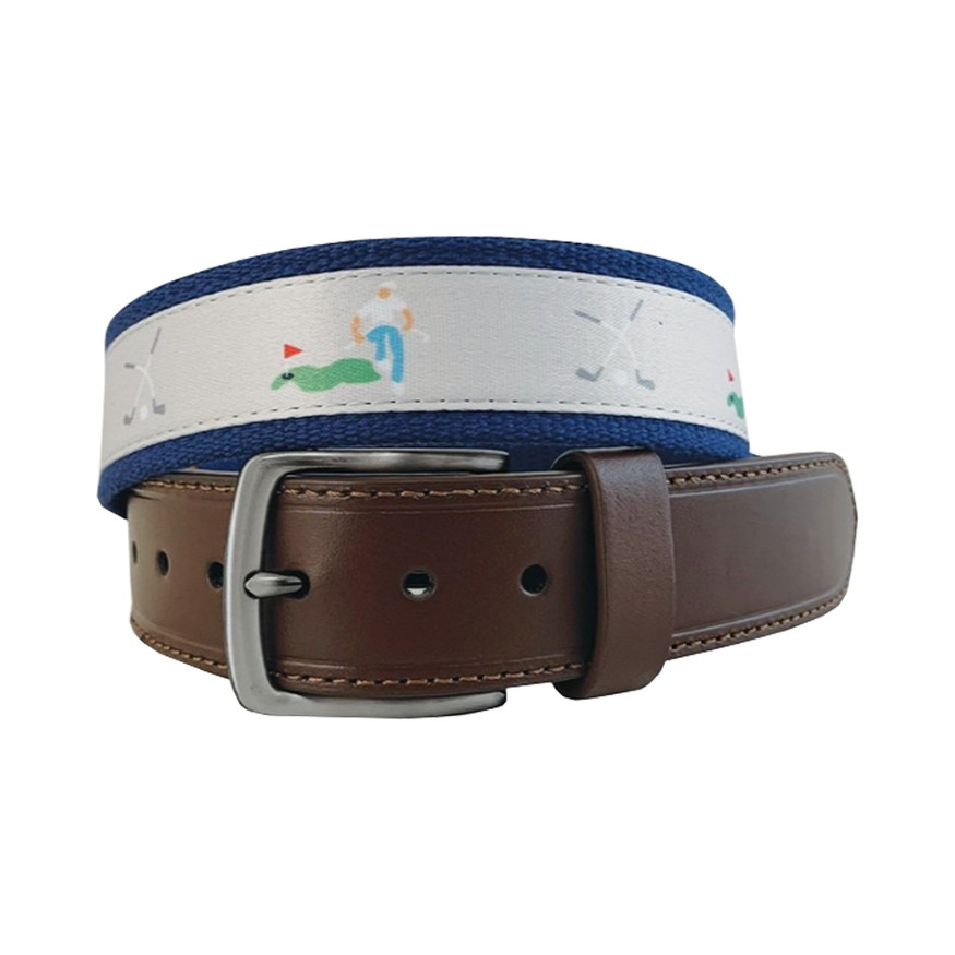 Pebble Beach Men's Bent Club Print Golf Belt - Main Image