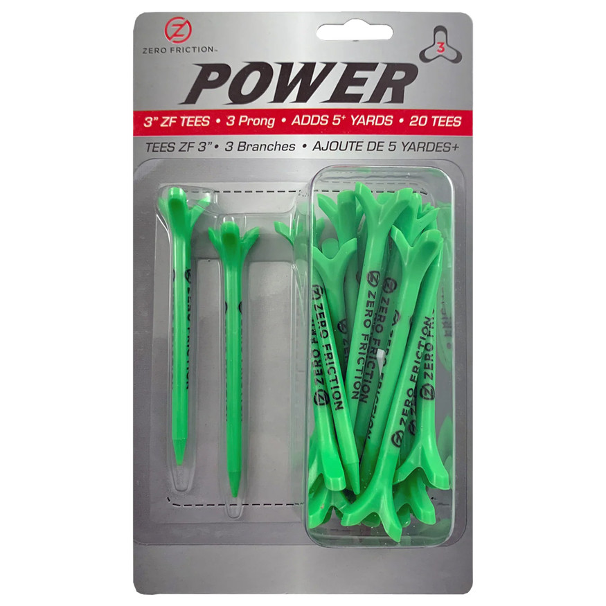 Zero Friction Power3 Plastic 3-Prong 3" Golf Tees (20 pieces)