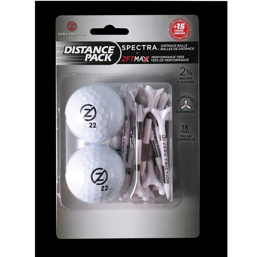 Zero Friction Golf Spectra Distance 2-Ball Tee Pack | Long