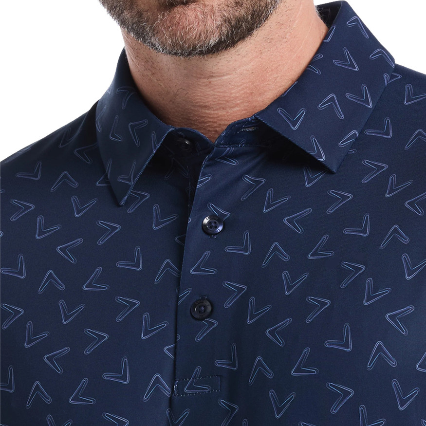 Callaway Men's All-Over Chevron Printed Short Sleeve Golf Polo