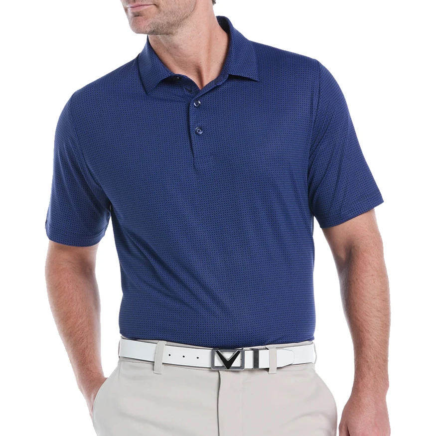 Callaway Men's Foulard Printed Short Sleeve Golf Polo – Moisture Wicking Performance Shirt