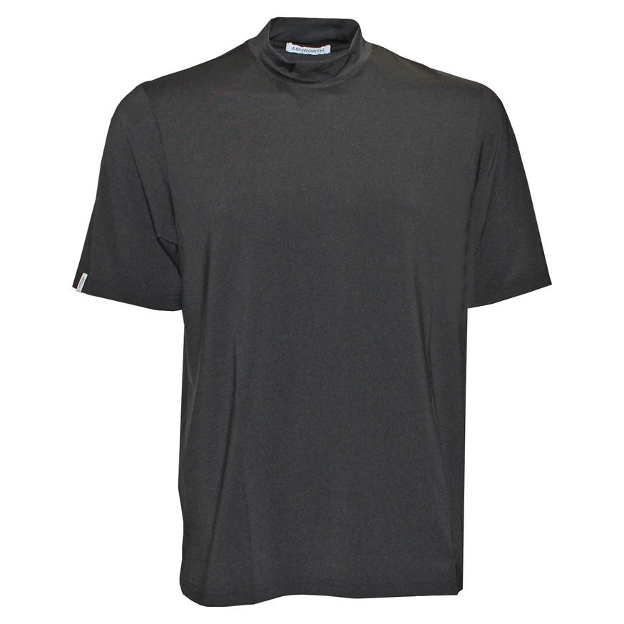 Ashworth Short Sleeve Mockneck Golf Shirt – Performance Stretch & Breathable Comfort