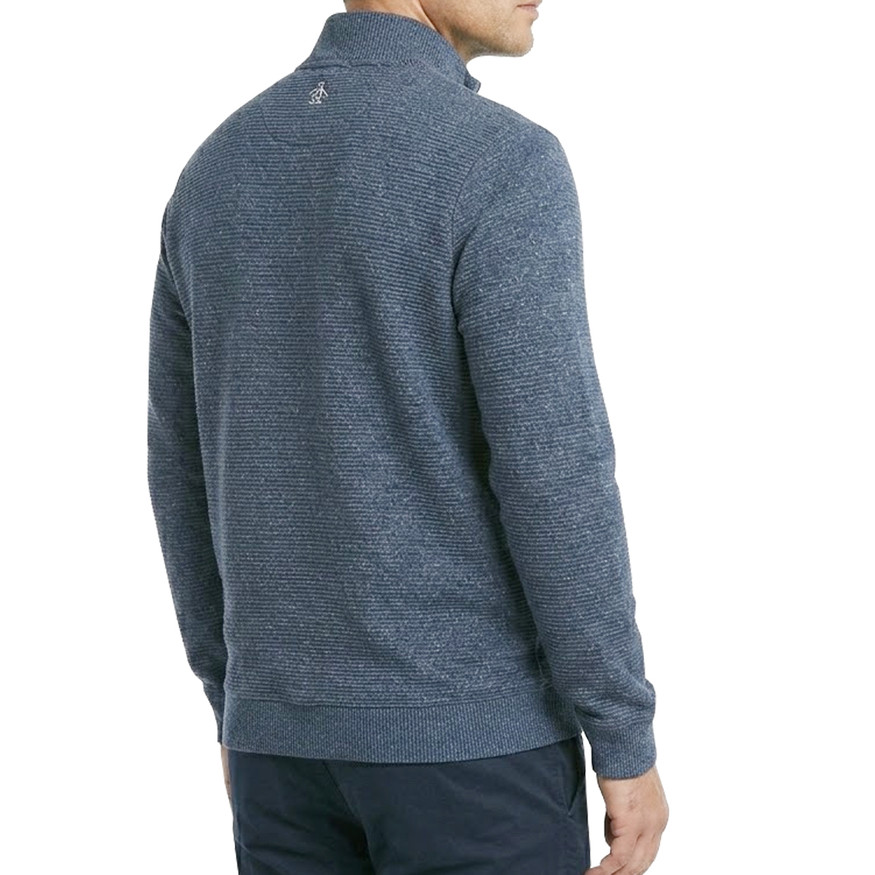 Original Penguin Men’s Horizontal Textured 1/4 Zip Golf Pullover Sweater - Golf Layering Piece