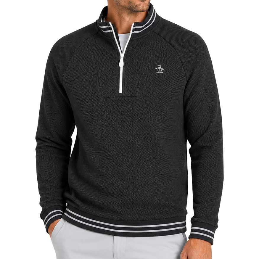 Original Penguin Men's Waffle Textured 1/4 Zip Golf Pullover