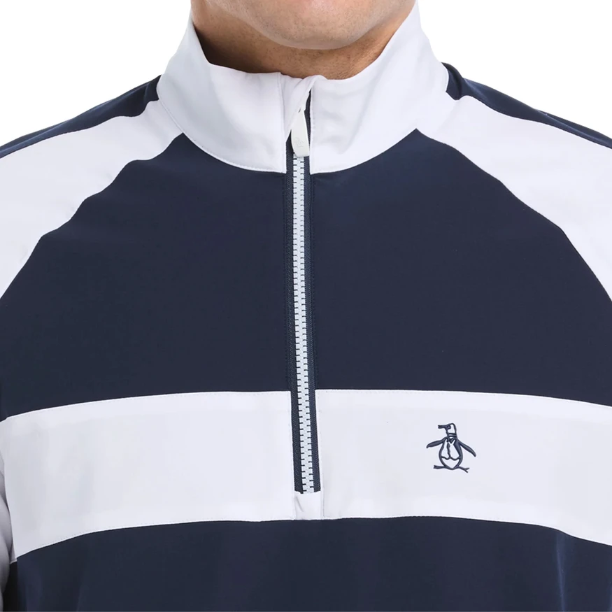 Original Penguin Men's Quarter Zip Color Block Golf Jacket - Golf Windshirt