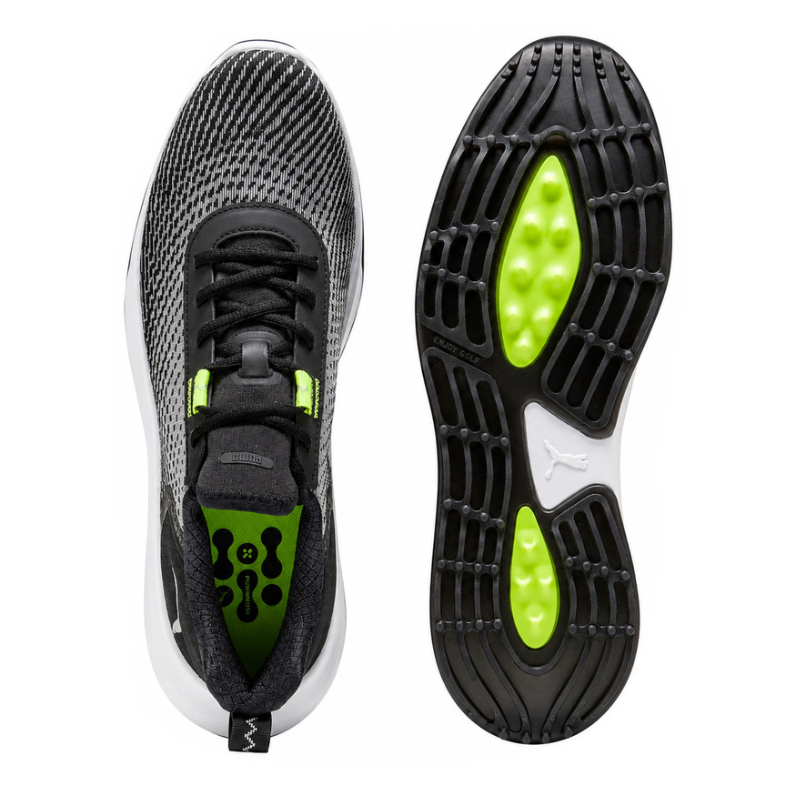 PUMA GOLF DISC シューズ ブラック/ライム Puma Men's Fusion Crush Spikeless Waterproof Golf Shoes