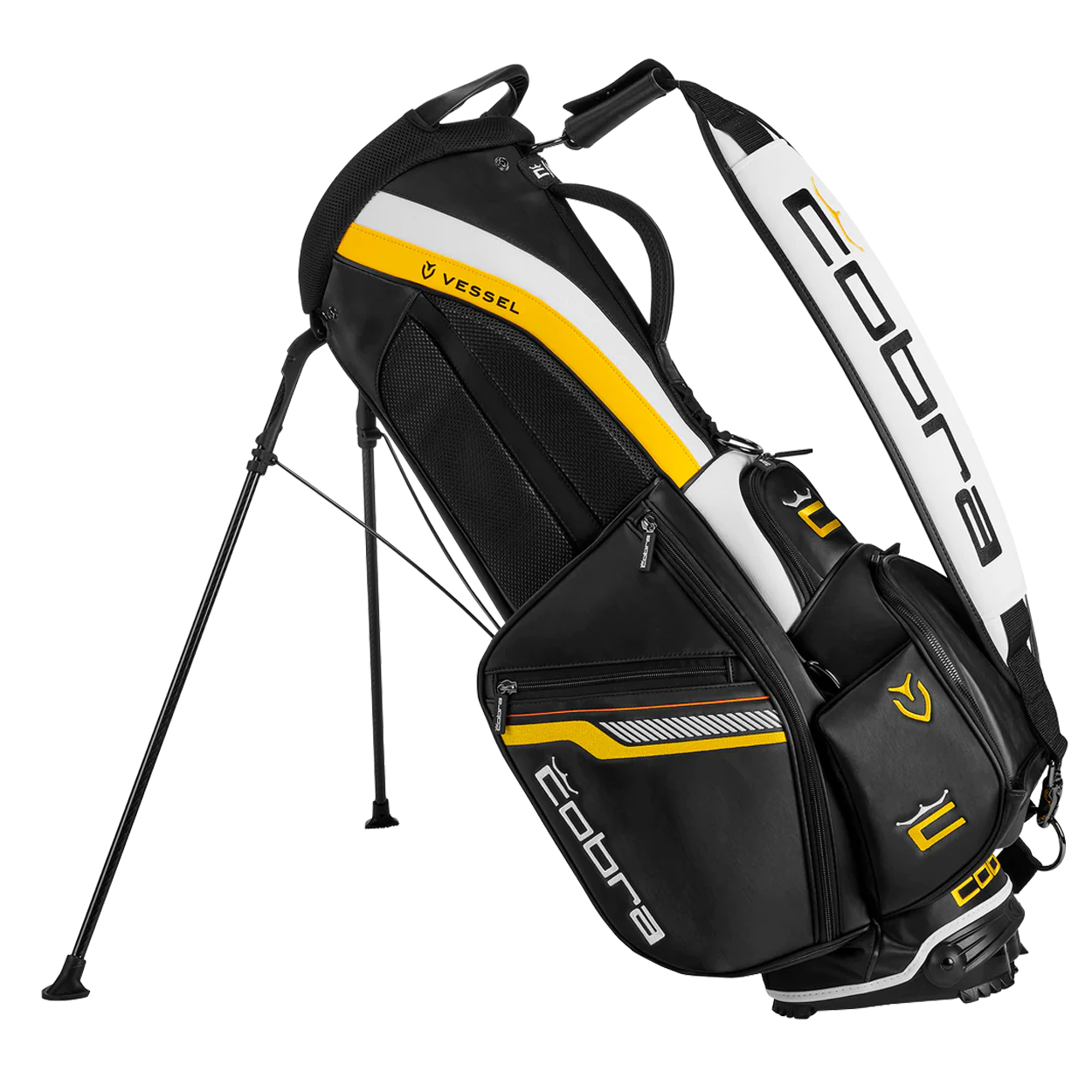Cobra x Vessel LTDX Tour Stand Golf Bag, Black/ White/ Yellow