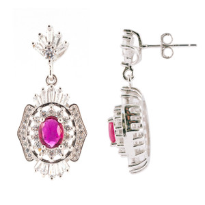 925 Sterling Silver with White Gold Overlay / Burmese Ruby / Zircon