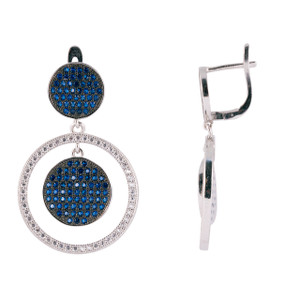 925 Sterling Silver with White Gold Overlay / Sapphire / Zircon